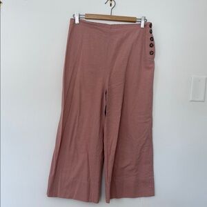 Pink Wide-Leg Pants with Button Detail